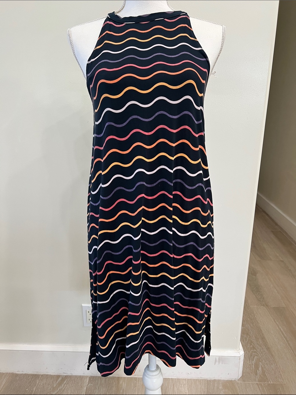 Fighting Eel, size medium, halter striped dress